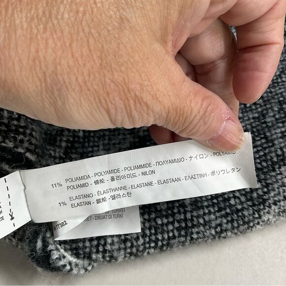 Zara Knit Black and White Wool Blend Greek Key Jacquard Open Front Size S - Picture 9 of 14